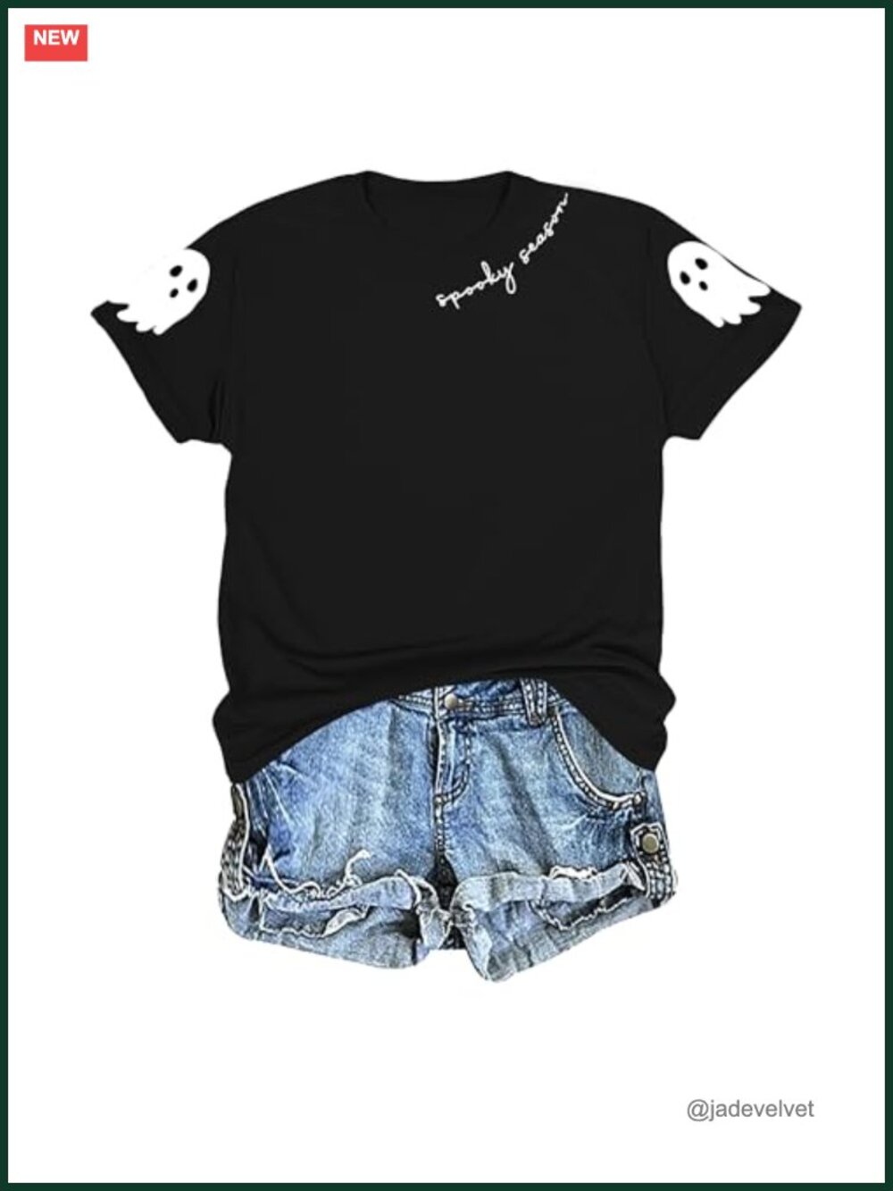 Spooky Season Ghost T-Shirt Crew Neck Short Sleeve Casual Fall Tee